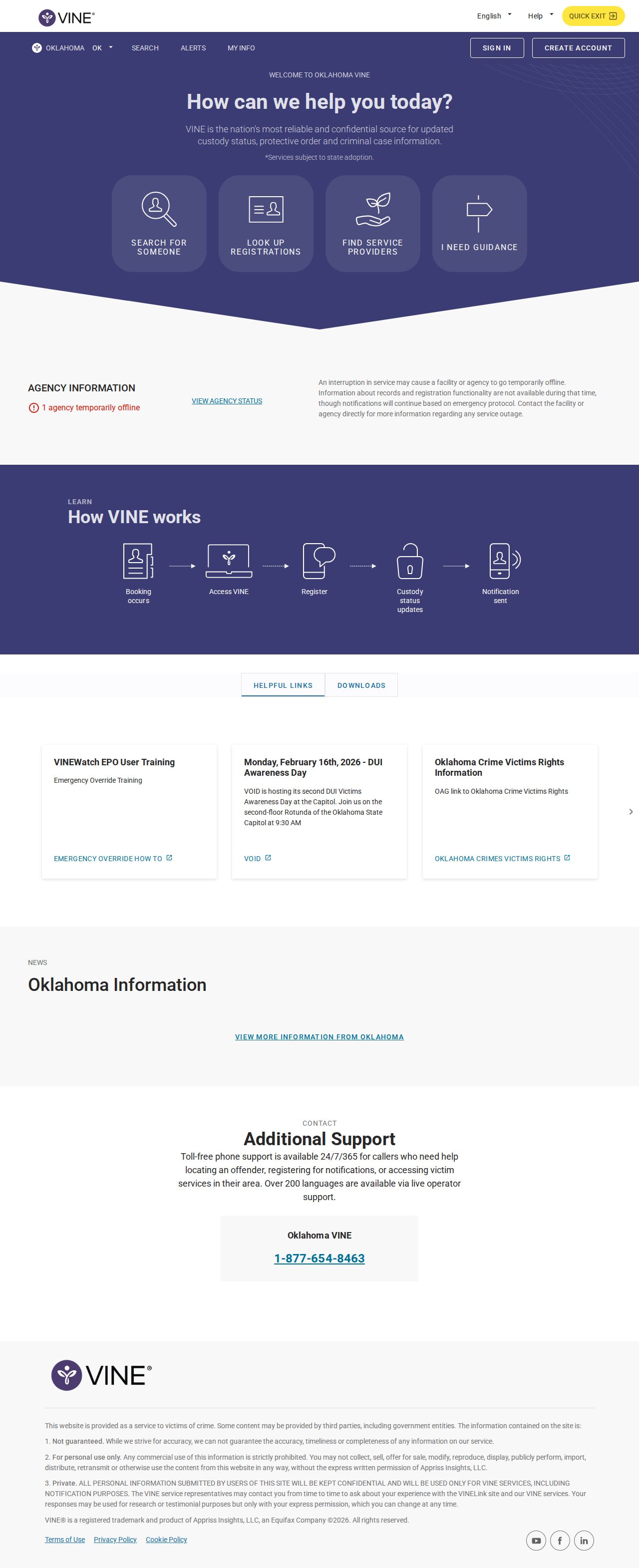 Johnston County VINELink inmate search entry for release alerts